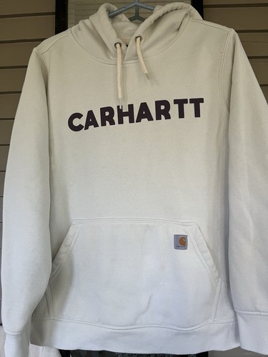 OFF WHITE Felpa con cappuccio Carhartt avorio vino scuro Spellout con logo vestibilità rilassata taglia XL (16 18)