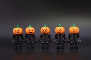 LEGO® Scheletro Minifigure Lotto X5 Scheletri Testa di Zucca Nera Halloween Fantasma NUOVO! - Foto 1 di 9