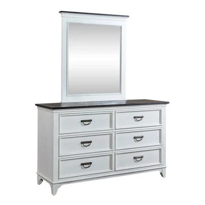 Dresser & Mirror in Poplar & Rubberwood Solids w/ Cathedral White Oak Tops - Image 1 of 3