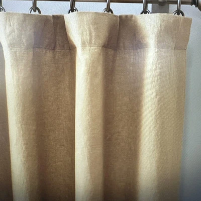Pottery Barn Classic Belgian Linen Drape Harvest Gold 50x120" cotton lining one - Image 1 of 3