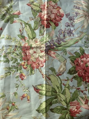 P Kaufman Glazed Chintz Floral Fabric Baby Blue Shabby French Country 4 Yds 55" - Image 1 of 4
