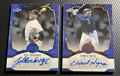 Lote de 2 tarjetas automáticas Leaf Bronx Legacy 2024 José Conteras 4/15, Charlie Hayes 62/65 Foto 1 de 3