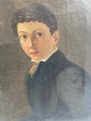 Peinture Huile Sur Toile Portrait XIXe Enfant Restauration Art Ancien Hst 1850 - Photo 1/4