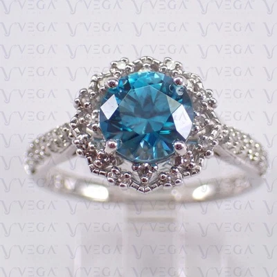 3.40Ct Round Cut Natural Topaz Diamond Prong Art Deco Ring 950PT Platinum Plated - Image 1 of 4