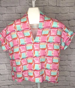 Brooke Wright Designs Boxy Blouse Geometric Print Ladies S/M Bright Colors - Picture 1 of 7