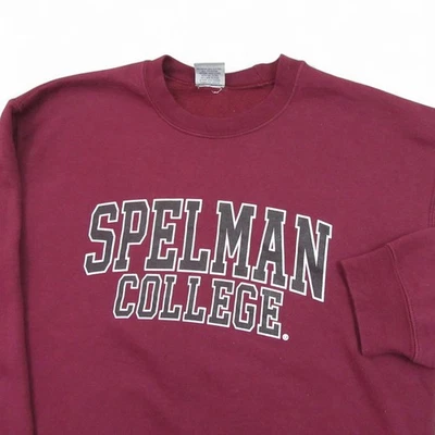 Vintage 90s Spelman College Pullover Sweatshirt M Red Maroon Unisex - Image 1 of 4