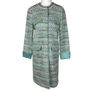 St John hauchdünnes französisches Tweed-Sakko Gr. 12 gefüttert Meeresschaum ecru mehrfarbig neu mit Etikett $ 2295 - Bild 1 von 18