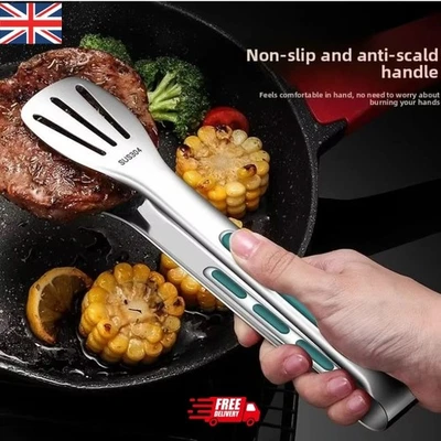 Stainless Steel Kitchen Tongs Food Serving Grill Multi Purpose Cooking BBQ Tongs - Image 1 of 4