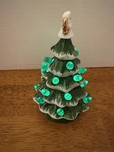 Ceramic /Christmas Tree Light-Up Bulbs Green Nostalgic Battery Operated 7" Tall - Picture 1 of 10