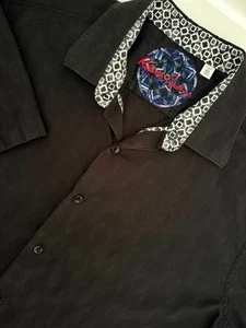 Robert Graham XL Men's Short Sleeve Button Front Shirt Size Black Contrast Trim - Picture 1 of 8