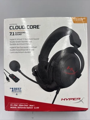 HyperX Cloud Core Wired Gaming Headset - Black W/ Microphone 7.1 Surround Sound - Image 1 of 4