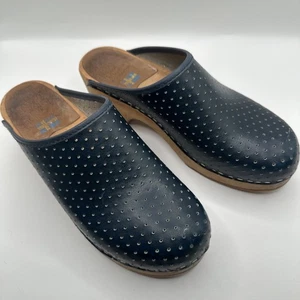 Zueco de cuero para mujer Troentorp azul mula talla 38 EE. UU. 8 - Imagen 1 de 7