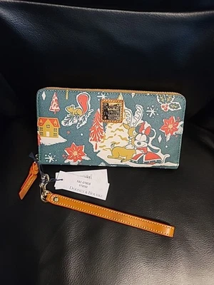 Disney Parks Dooney & Bourke Mickey Minnie Cartera Cremallera Alrededor Invierno Nieve Amor Foto 1 de 4