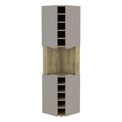 [New]Corner Bar Cabinet Bell,Living Room,Aged Oak / Taupe - Image 1 of 4