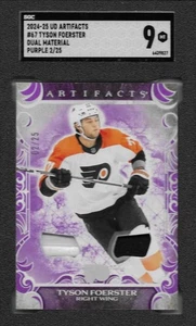 TYSON FOERSTER 2024-25 UD ARTIFACTS DUAL MATERIAL PURPLE #/25 GRADED 9 (RC) - Picture 1 of 2