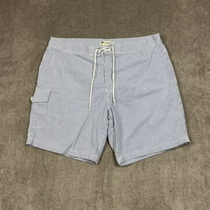 Pantalones Cortos J Crew Para Hombre 38 x 9 Malla Forrados Bañador Azul Rayas Seersucker Playa - Imagen 1 de 7