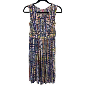 Plenty Tracy Reece Sleeveless Dress size 4 Colorful Hand Batik Pattern Pockets - Picture 1 of 11