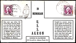 USS Akron ZRS-4 Last Flight Crash Cover Lakehurst Barnegat Apr 3, 4, 1934 - Picture 1 of 1