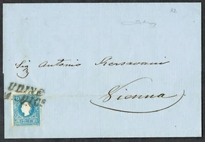 c.1858 Lombardy Venetia Udine-Vienna 15s Blue s/l 'UDINE' b/s 'WIEN' Fine Used - Picture 1 of 2