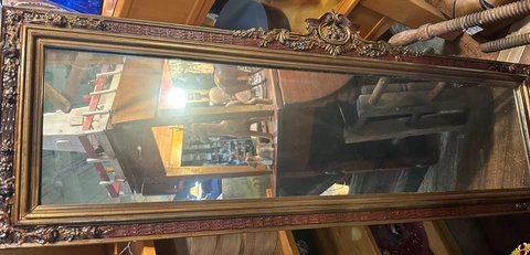 Antique 51"  Buffet Mantle Wall Mirror Gorgeous painted Victorian art décor Cover