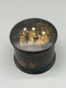 SCATOLA PORTATALCO GIAPPONE CARTAPESTA PAPIER MÂCHÉ ORIENTALE FINE 800 - Imagen 1 de 9