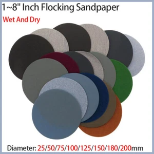 1~8" Inch Flocking Disc Sandpaper Hook & Loop 800~10000 Grit Diameter 25mm~200mm - Picture 1 of 12