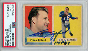 Frank Gifford Signed 1957 Topps #88 Trading Card w/HOF PSA Slab 42627