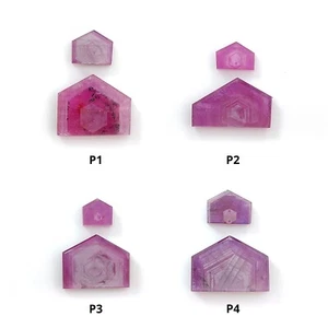 Piedra preciosa de zafiro rosa romero natural rebanada plana forma desigual 2 piezas para joyería - Imagen 1 de 8