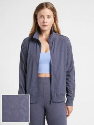 NEW Athleta Brooklyn Bomber Featherweight Jacket Leopard Medieval Violet 3X NWT - Image 1 of 4