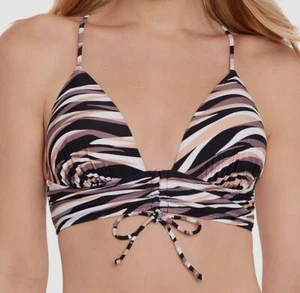 Salt + Cove Womens Juniors' Brown Striped Midkini Top Swimwear Size XS - Picture 1 of 4