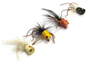 Feather & Cork Poppers Vintage Flyrod Topwater Fishing Lures, Lot of 4 - Read - Picture 1 of 13