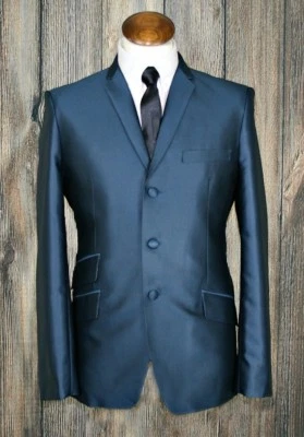 mod suit,skinhead suit teal tonic suit 3 button suit slim fit mod suit - Image 1 of 4