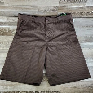 Burnside Men's Brown Pinstriped Chino Shorts Skater Shorts - Size 36 - Picture 1 of 16