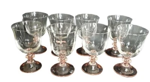 8 vasos de té de vino de tallo rosa Tiffin Franciscan Canterbury muy raros de colección - Imagen 1 de 12