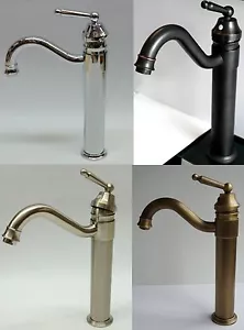 Vintage Stil Chrom poliert gebürstet Stahl Badewanne Waschbecken Mono Block Mixer Wasserhahn - Bild 1 von 30