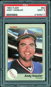 1983 Fleer Baseball #92 Andy Hassler - California Angels PSA 9 MINT - Imagen 1 de 2