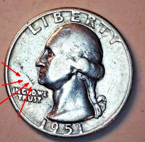 { 1951 D Washington Quarter Silver With Crack - Picture 1 of 4
