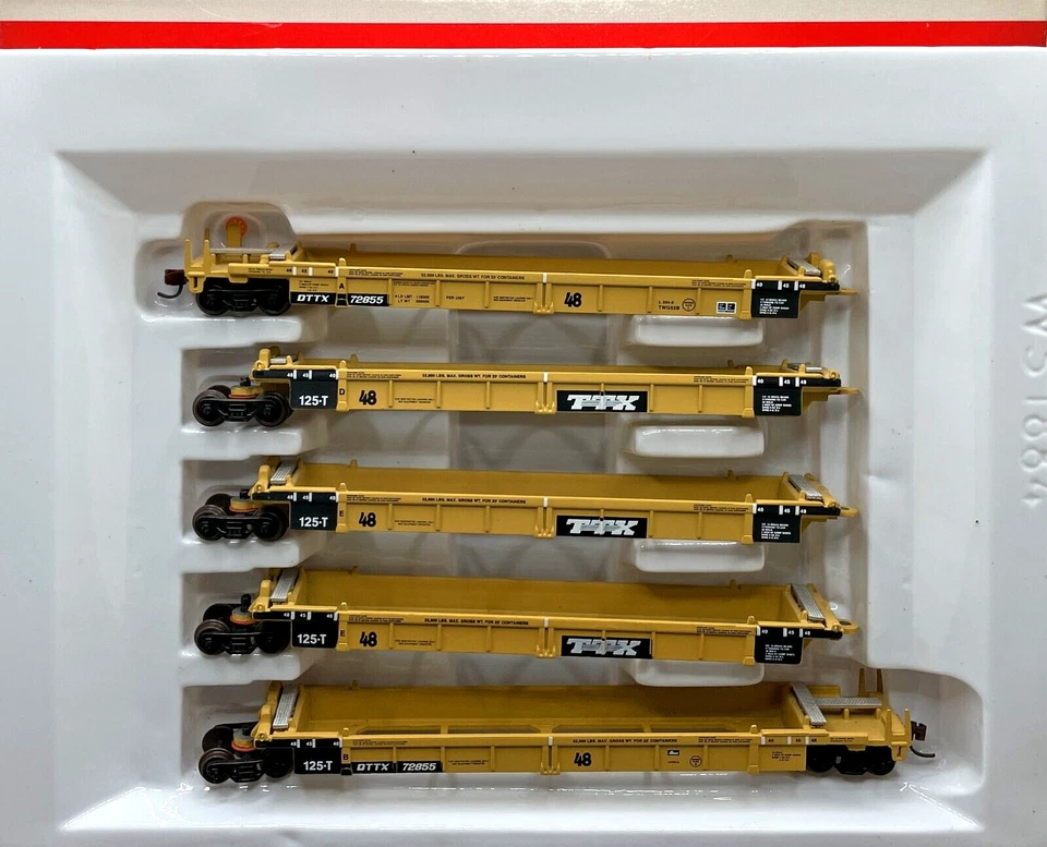 N WALTHERS 932-8108 THRALL 5-UNIT ARTICULATED DOUBLE STACK CAR TTX # 72855 A - Image 1 of 1