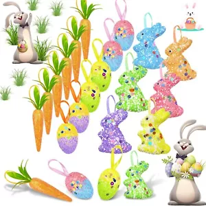 18 Pack Easter Egg Ornament Easter Colorful Rabbit Carrot Eggs Foam Christmas... - Picture 1 of 7