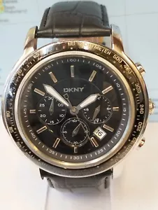 DKNY CHRONOGRAPH QUARTZ BLACK DIAL NY-1478 MEN'S FULL WORKING VINTAGE WATCH - Picture 1 of 22