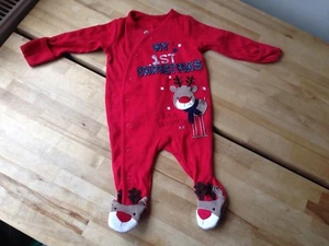 Baby Christmas Xmas My First Christmas Rudolph All in one Outfit 0-3 months VGC. - Picture 1 of 5