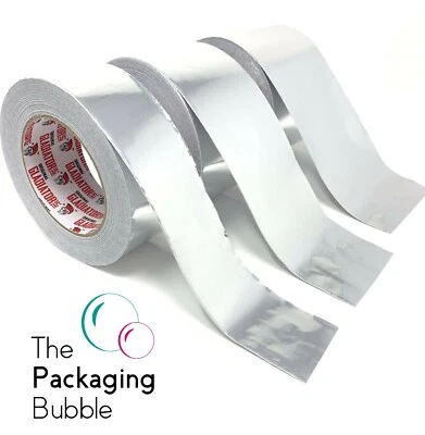 Aluminium Foil Tape Rolls Heat Insulation Duct Self Adhesive 48 72 96mm x 45m - Image 1 of 4