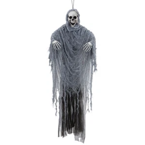 Halloween Deko Skelett Schreiender Sensen Grim Reaper mit Licht und Sound 100 cm - Bild 1 von 3