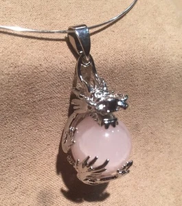 Dragon Pendant w/ Rose Quartz Sphere !! - Picture 1 of 5