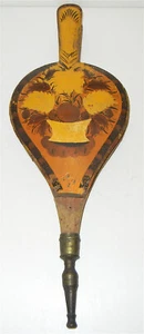 ANTIQUE EARLY 1800's FEDERAL FIREPLACE BELLOWS FRUIT BASKET STENCIL THEOREM - Picture 1 of 4