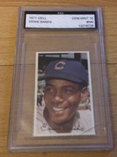 1971 Dell Ernie Banks Baseball Stamp #NN Graded FGS 10 Cubs HOF (Cracked Case)