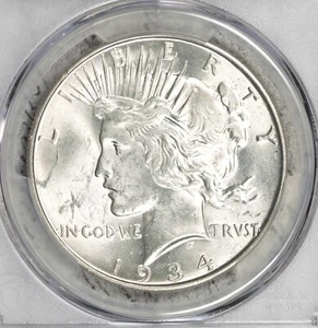 1934-D Peace Dollar PCGS MS62 Better Date! #DVK3 - Picture 1 of 3
