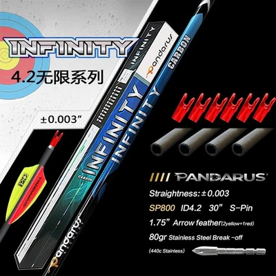 12X Pure Carbon Arrow ID4.2mm SP200-1500 PANDARUS Archery Bow Sport Competition - Image 1 of 4