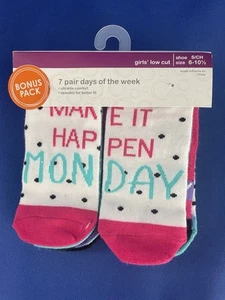 *GIRLS  LOW CUT  SOCKS *SHOE SIZE S  (6-10.5) * DAYS  OF THE  WEEK * 7  PAIRS - Picture 1 of 2