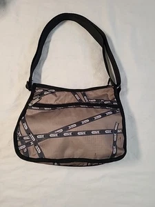 LeSportSac Tan Black White Signature Monogram Logo Nylon Tote Satchel Bag - Picture 1 of 8